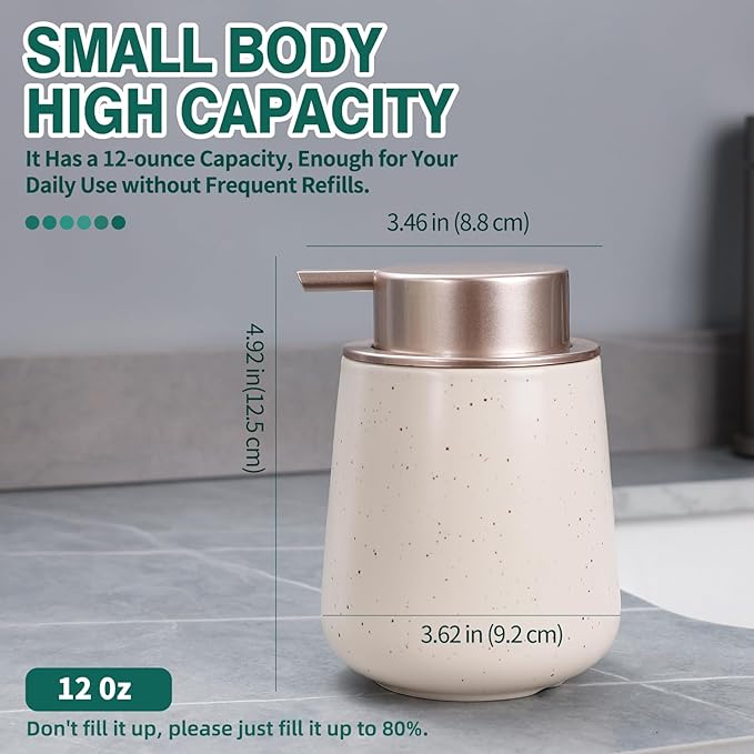 Bosilunlife Ceramic Foaming Soap Dispenser - 12 oz Foam Hand Wash Dispenser - Image 4