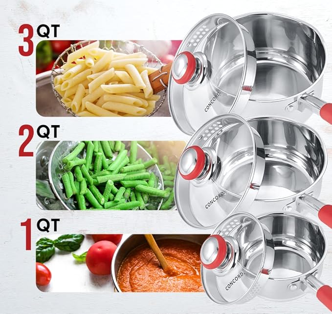 Concord 1 Quart Stainless Steel Saucepan - Image 8