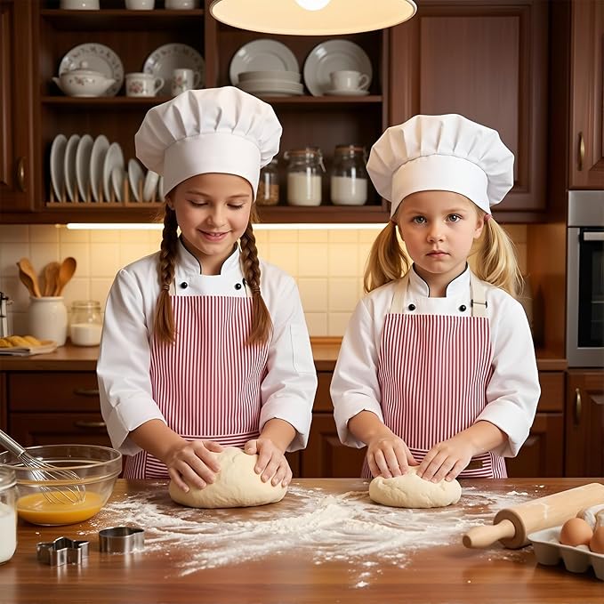 2 Pack Stripes Kids Apron, Kids Cooking Aprons - Image 6