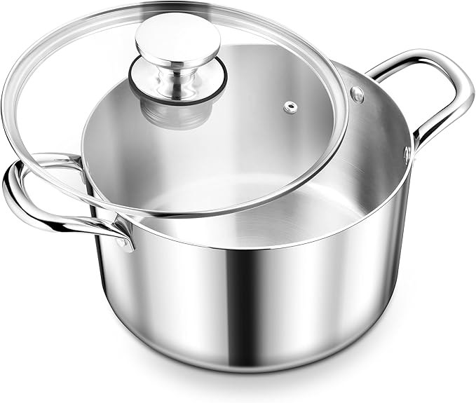 Herogo 6 Quart Stock Pot, 18/10 Stainless Steel Pasta Stockpot by Herogo