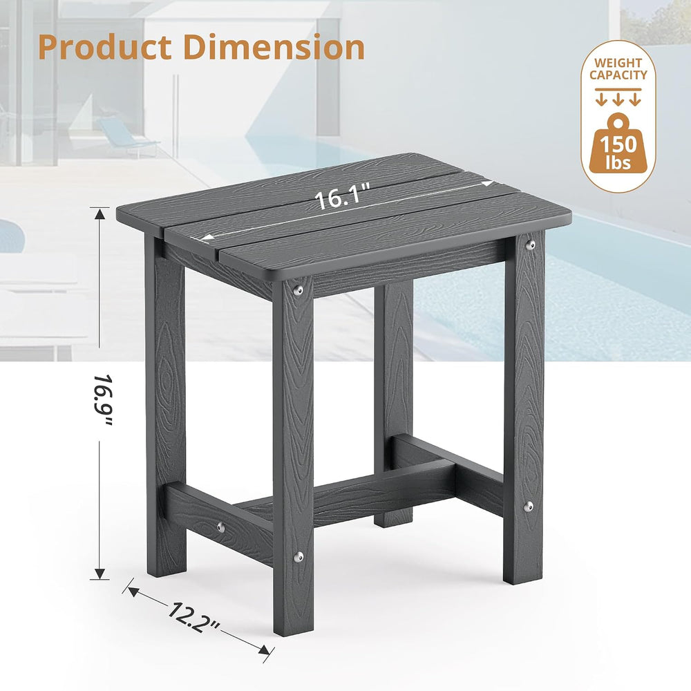 LUE BONA Outdoor Side Table, HDPS Small Outdoor Adirondack Side Tables, Outsi...