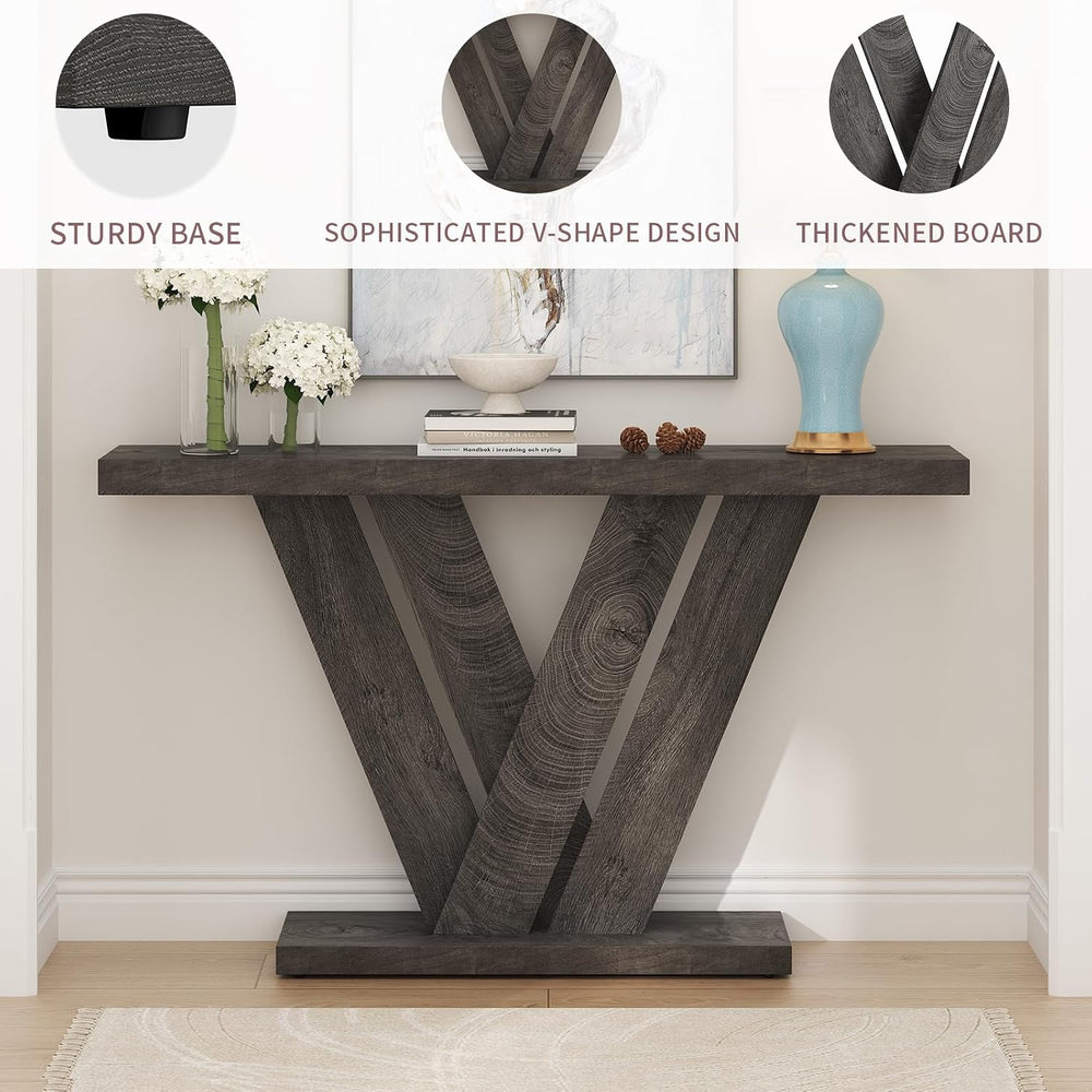 karlott 51" Console Table, V-Shaped Entryway Table, Wood Sofa Table Behi...