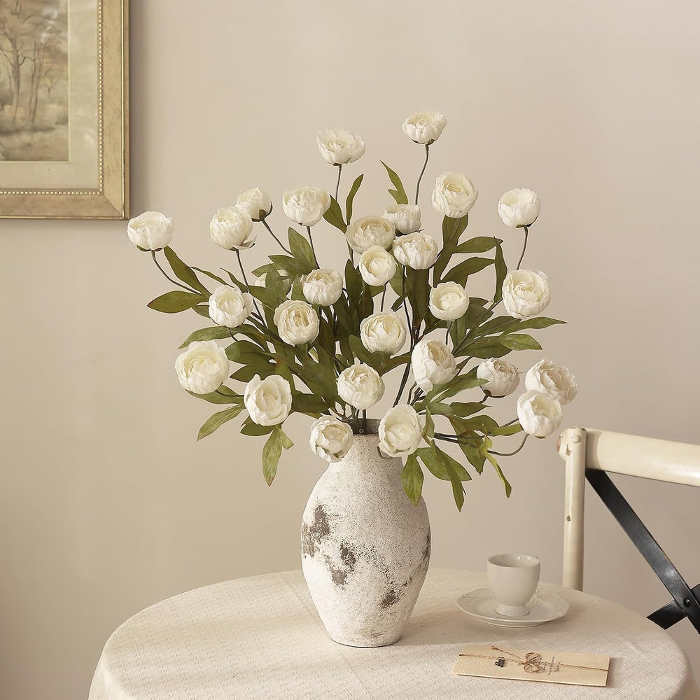 Juxdp 6 Pcs 27" Artificial Peony Silk Flower Stems for Vase Decor(Cream)