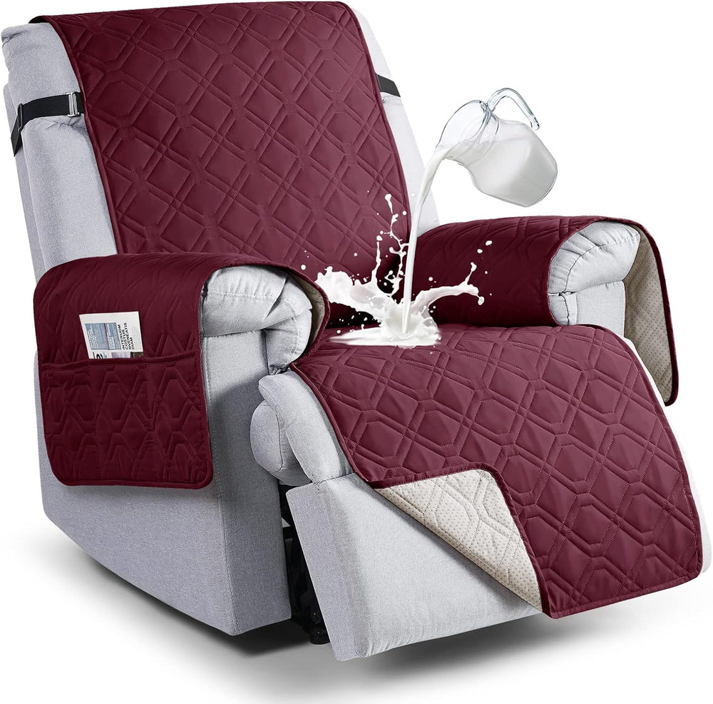 VANSOFY 100% Waterproof Recliner Chair Covers Washable, Burgundy, 23.6"