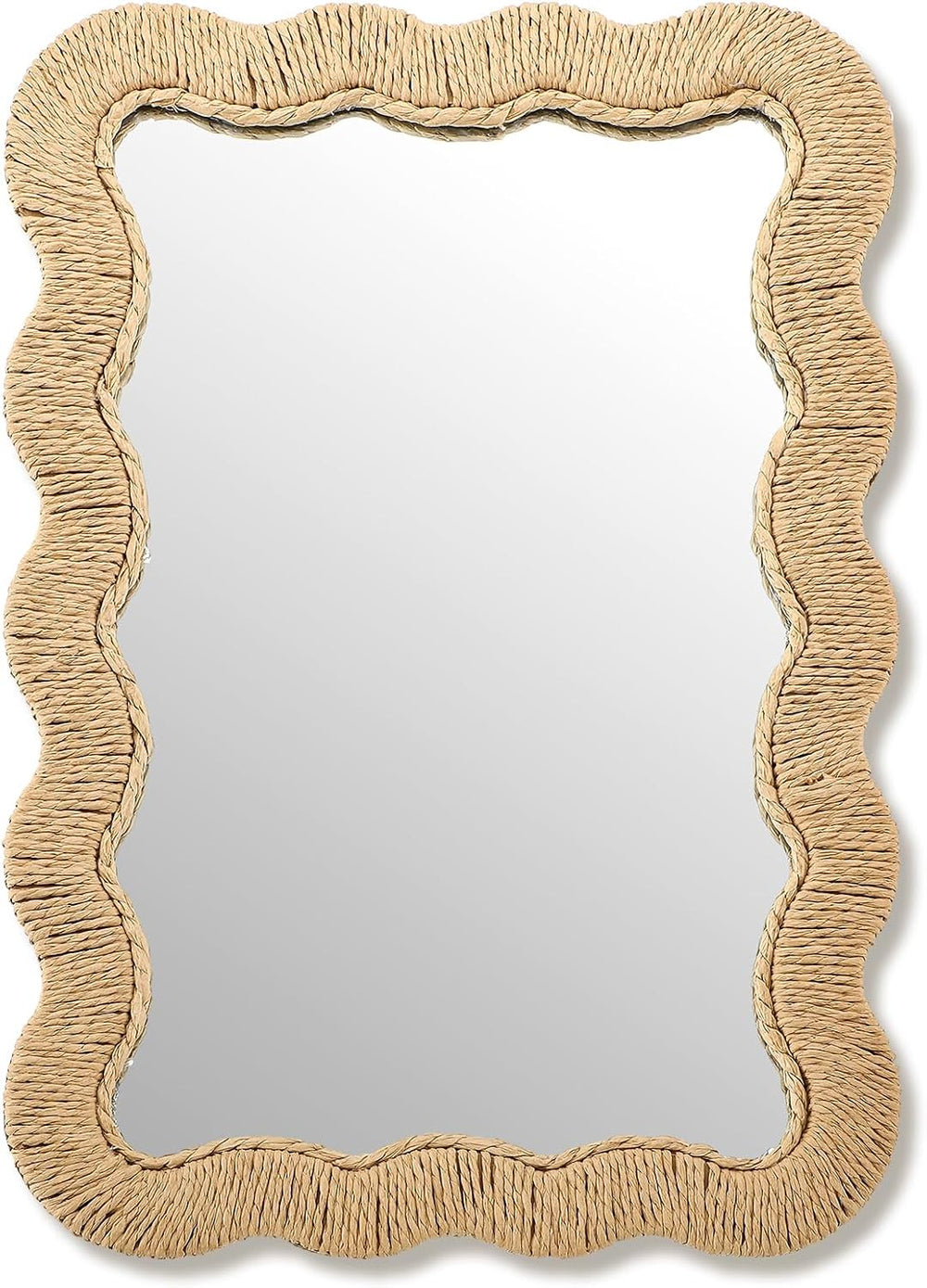 Junkin Boho Rattan Mirror for Bathroom, Rectangle, 10.4 x 15.8 in