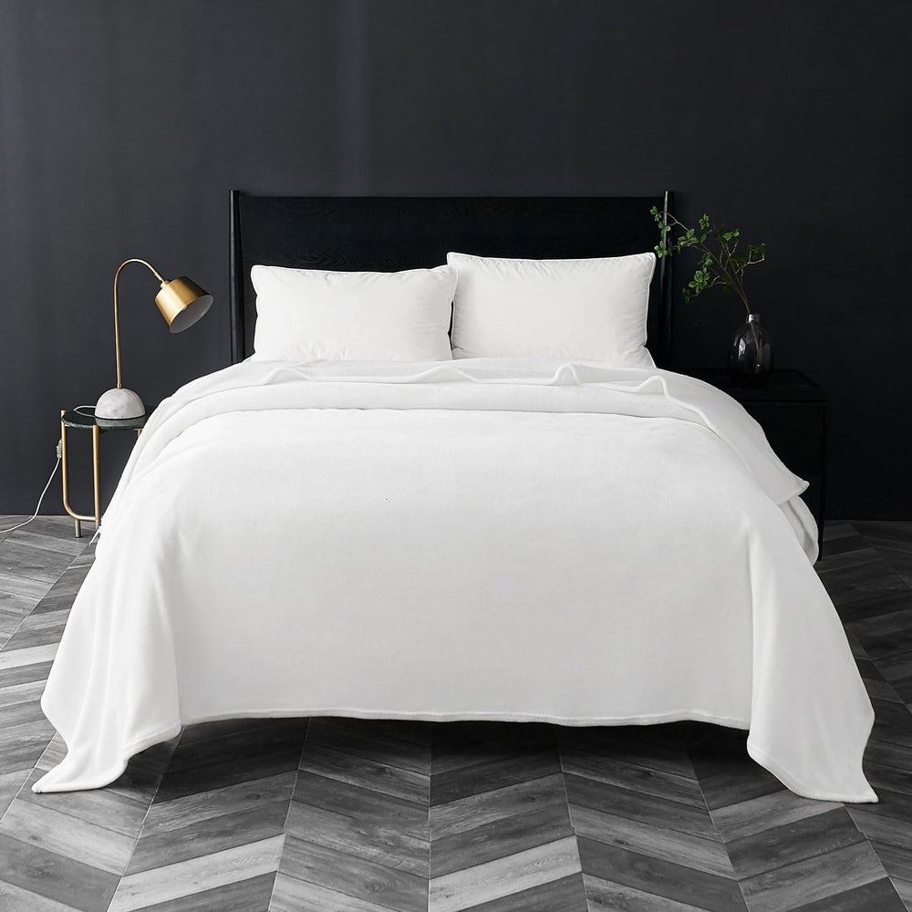 Bedsure GentleSoft Fleece Blankets King Size White - Bed Blanket Soft Lightwe...