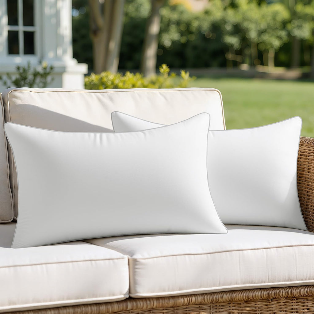 MIULEE 2 Pack 12x20 Outdoor Rectangle Pillow Inserts for Patio Sofa Garden | Waterproof Decorative Throw Pillow Inserts for Patio Sofa Garden Porch Couch
