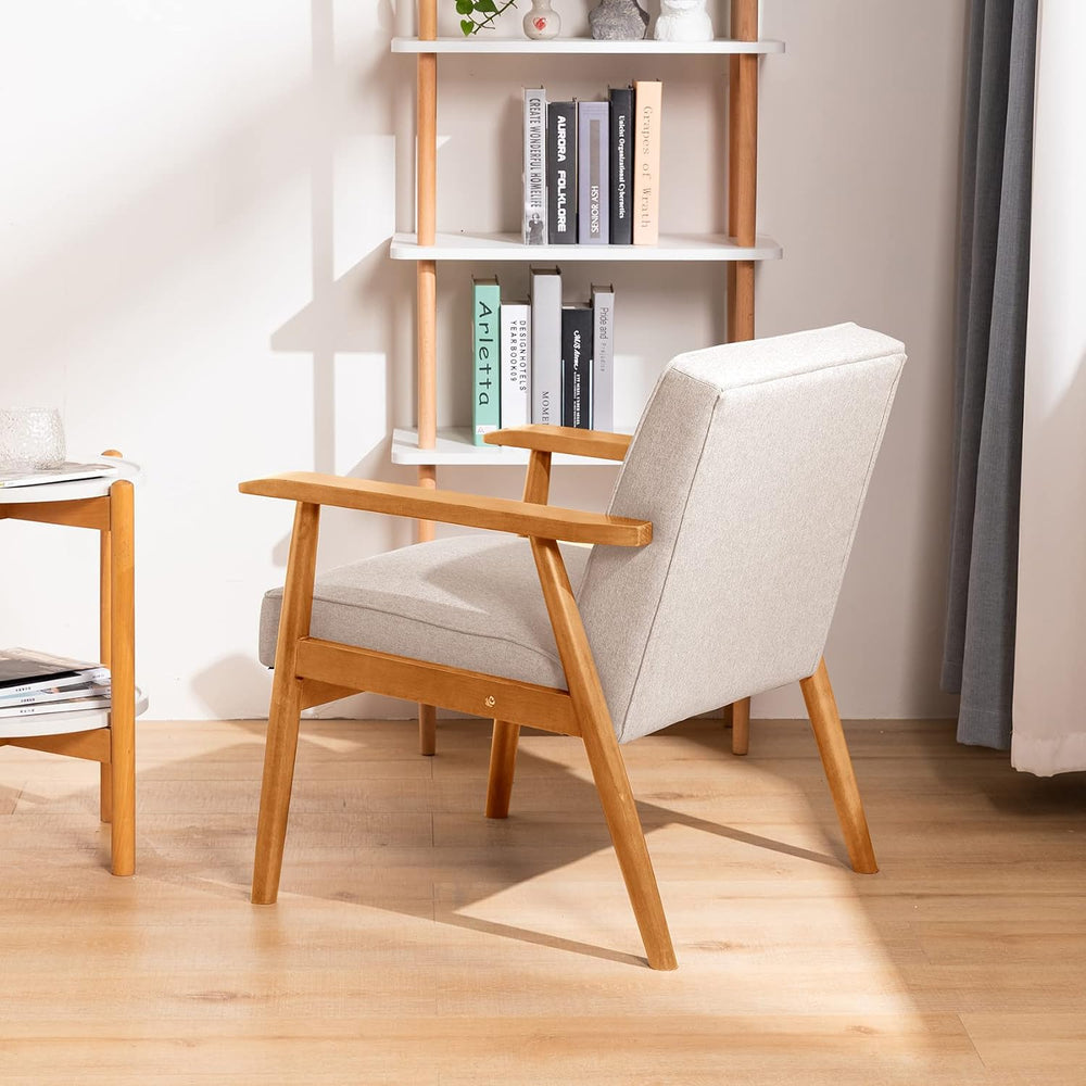UNICOO® Mid-Century Retro Modern Accent Chairs, Solid Wood Armrest Lounge, Up...