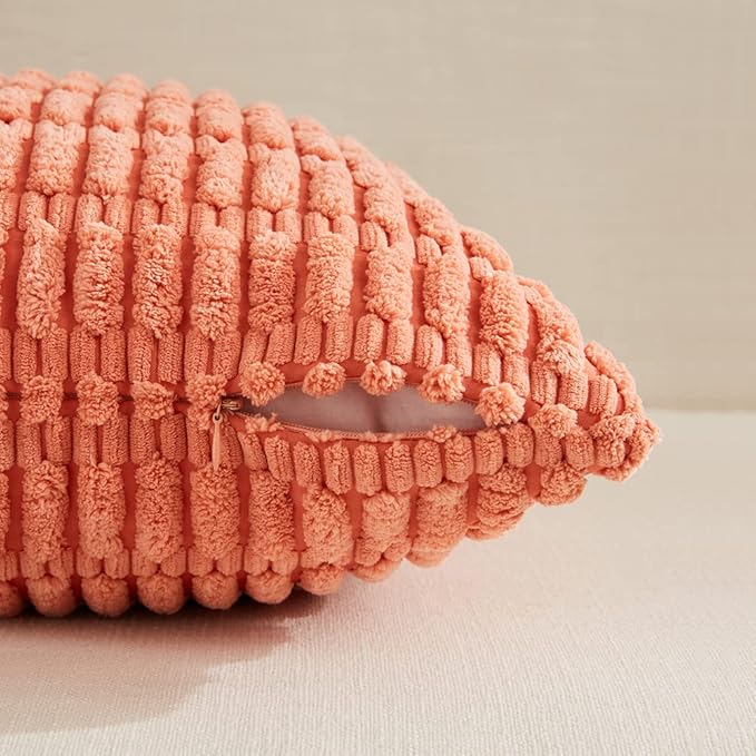 Fancy Homi 4 Packs Boho Coral Decorative Throw Pillow Covers 26x26 Inch - Image 3