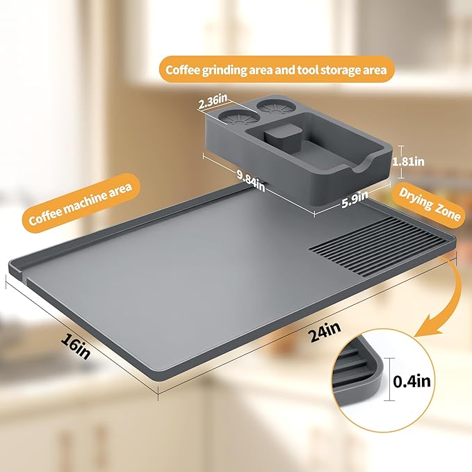 Silicone Coffee Mat and Espresso Tamping Mat, Detachable Espresso Coffee Bar - Image 2