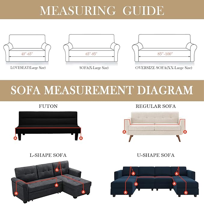 HANDONTIME Khaki Couch Covers for Sectional Sofa L Shape Cute Loveseat Covers - Image 3