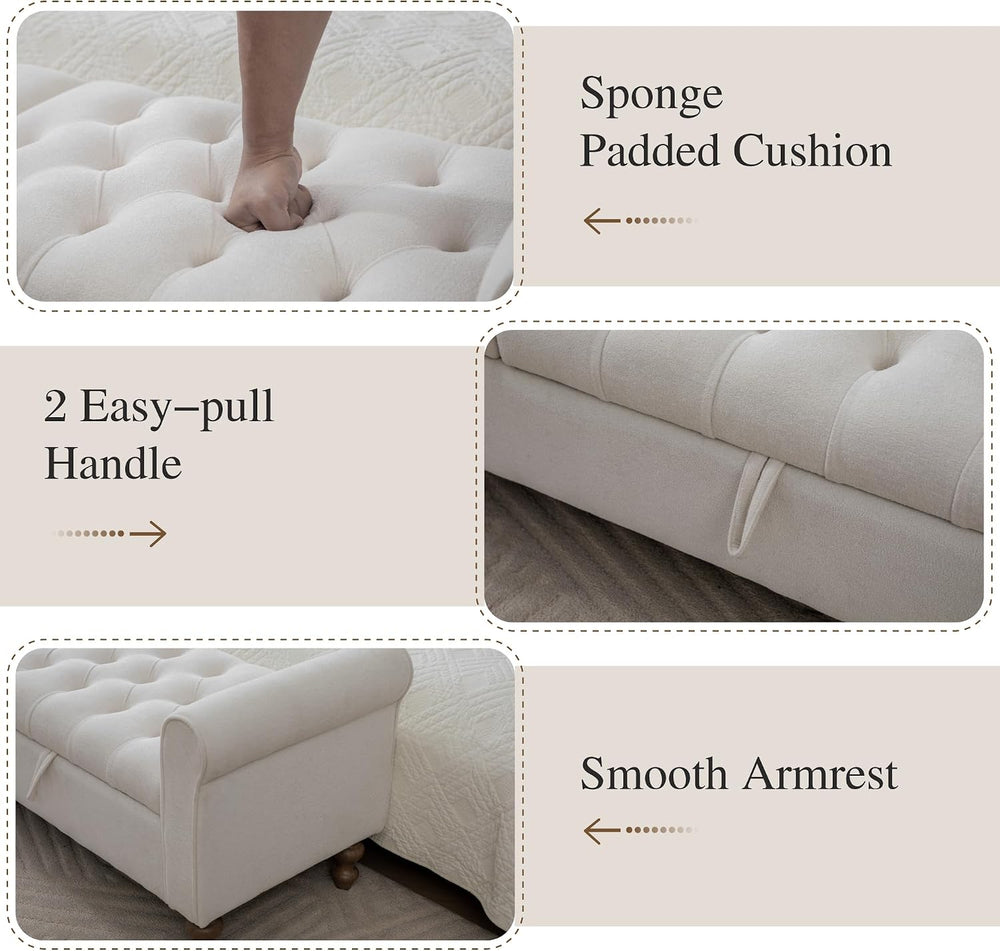 Chifee & Vingol 65" Storage Ottoman Bench Upholstered End of Bed Ben...