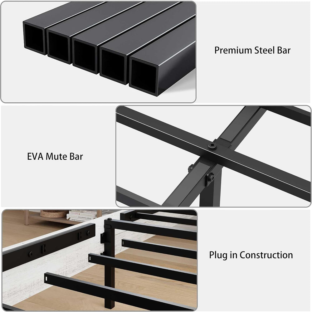 Ball & Cast Wood Queen Size Bed Frame with Storage Headboard,Farmhouse Pl...