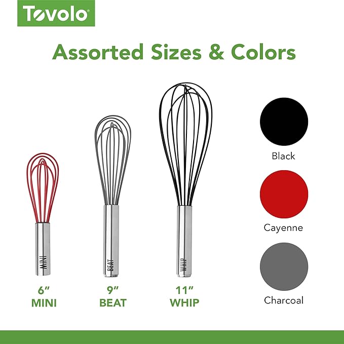 Tovolo Whisk 9 Inch Heavy Duty Silicone Wire Stainless Steel Whisker - Image 4