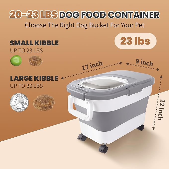 15-23 Lbs Airtight Dog Food Storage Container, Collapsible Dog Food Container - Image 2