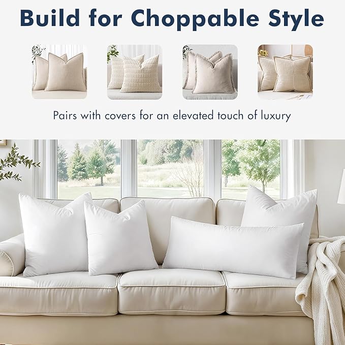 MIULEE 22x22 Pillow Inserts, Decorative Fluffy Throw Pillow Inserts Cotton - Image 4