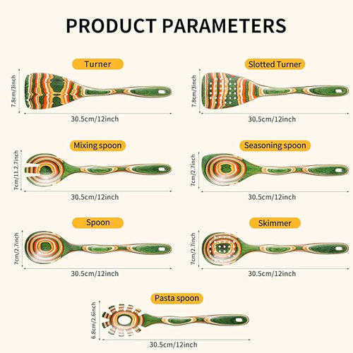 7Pcs Pakkawood Kitchen Utensils Set - Image 2
