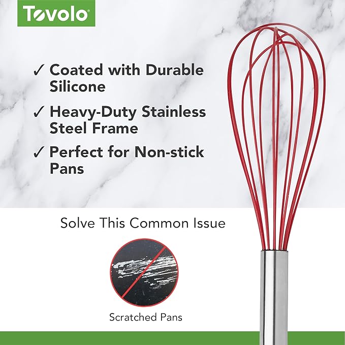Tovolo Whisk 9 Inch Heavy Duty Silicone Wire Stainless Steel Whisker - Image 3