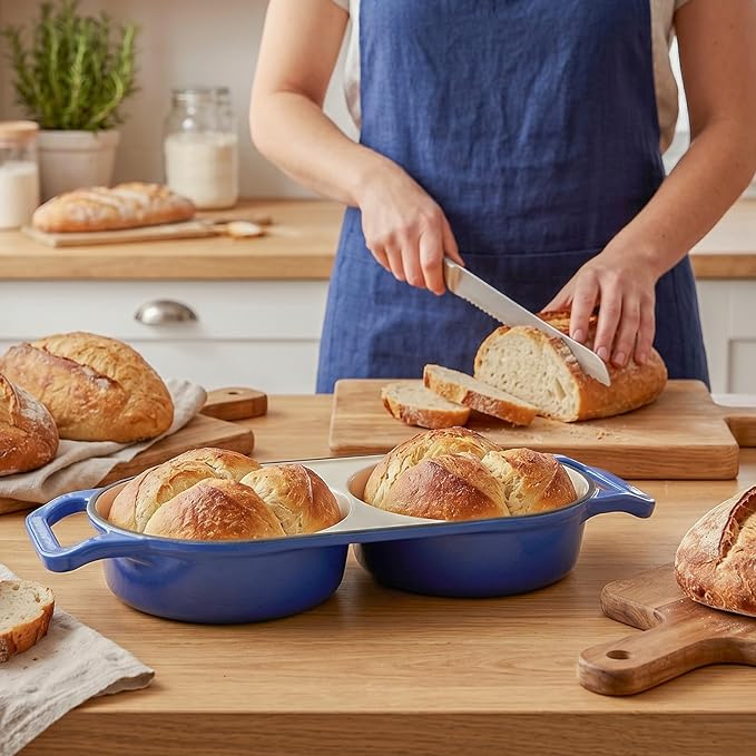 Double Dutch Oven Pot with Lid, Enameled Cast Iron Bread Loaf Pan, Dutch Oven - Image 2