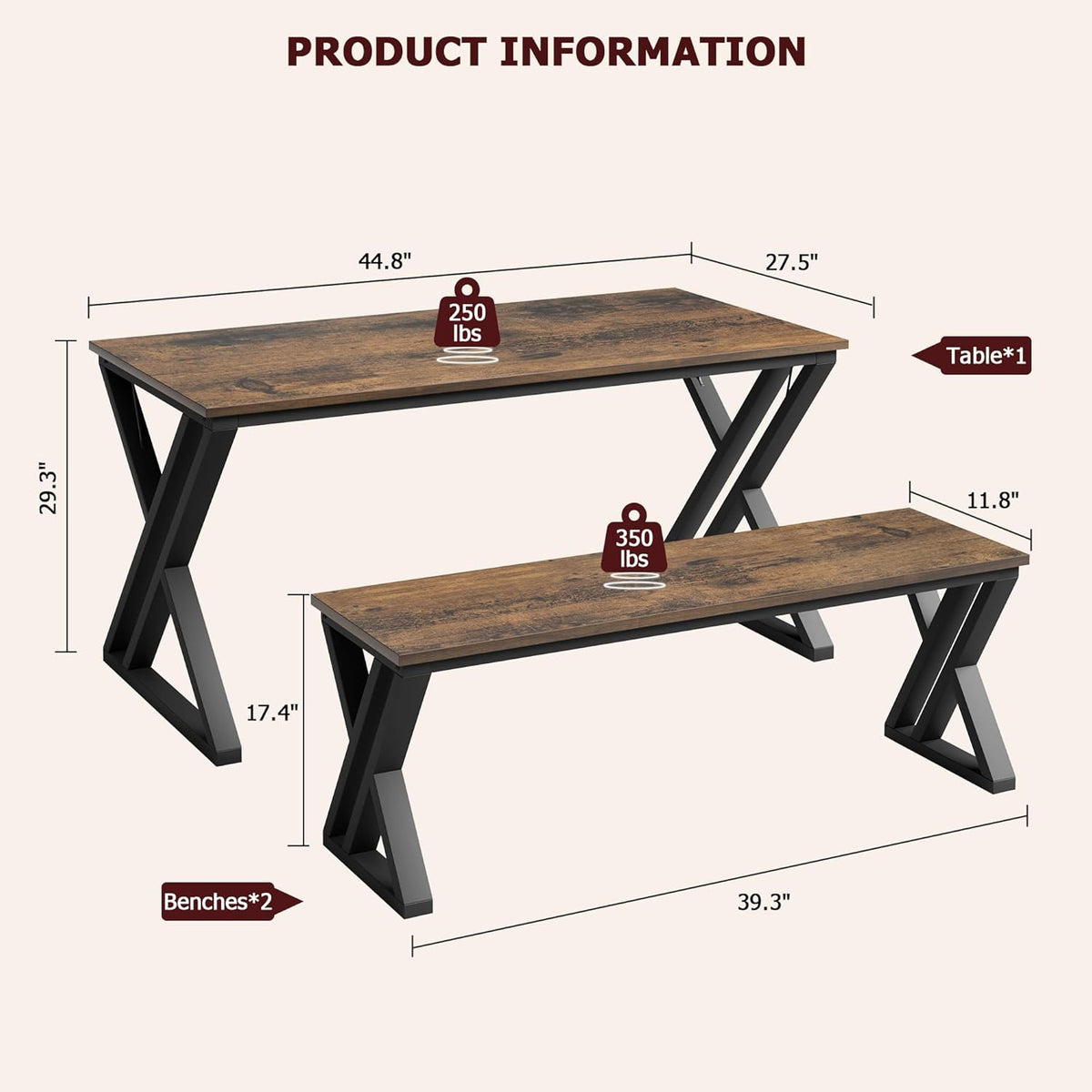 garveehome kitchen table with 2 benches, dining table shown in use