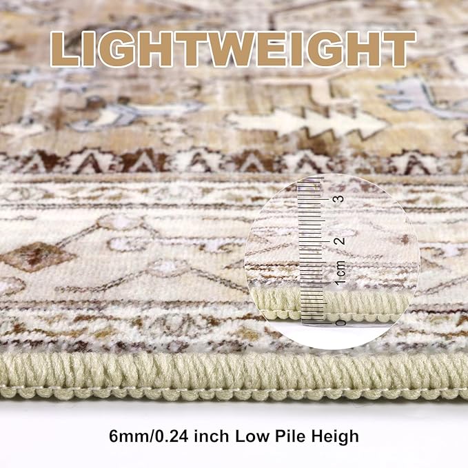Yamaziot Area Rug 5x7, Non-Slip Washable Boho Vintage Living Room Bedroom Rug - Image 5