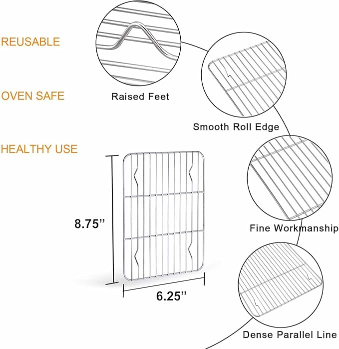 TeamFar Toaster Oven Tray and Rack Set, 9.3’’ x 7’’ x 1’’, Stainless Steel - Image 7
