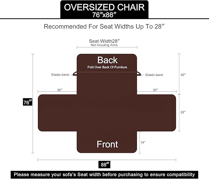 U-NICE HOME Reversible Oversized Chair Covers Quilted Water Repellent Pet - Image 6