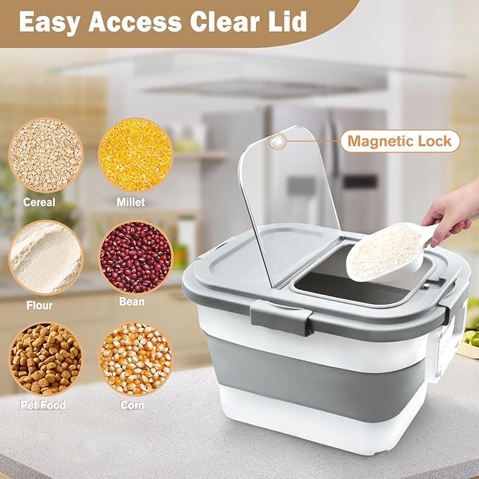 Komzon Rice Storage Container, Collapsible Airtight Food Storage Containers - Image 5