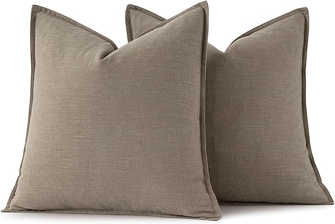 MIULEE Decorative Linen Pillow Covers 18x18 Inch Tan TaupeBoho Farmhouse - Image 7