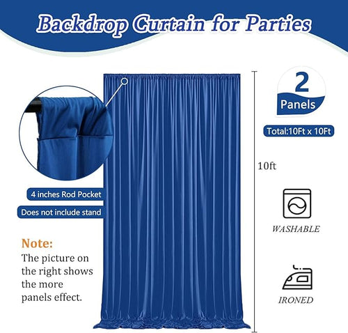 10 x 10 Feet Blue A Backdrop Curtain for Partie, Background Curtains for Photoshoot, Birthday, Wedding, Halloween, Thanksgiving, Christmas Day, New Year Party Decorations 5Ft x 10Ft, 2 Panels