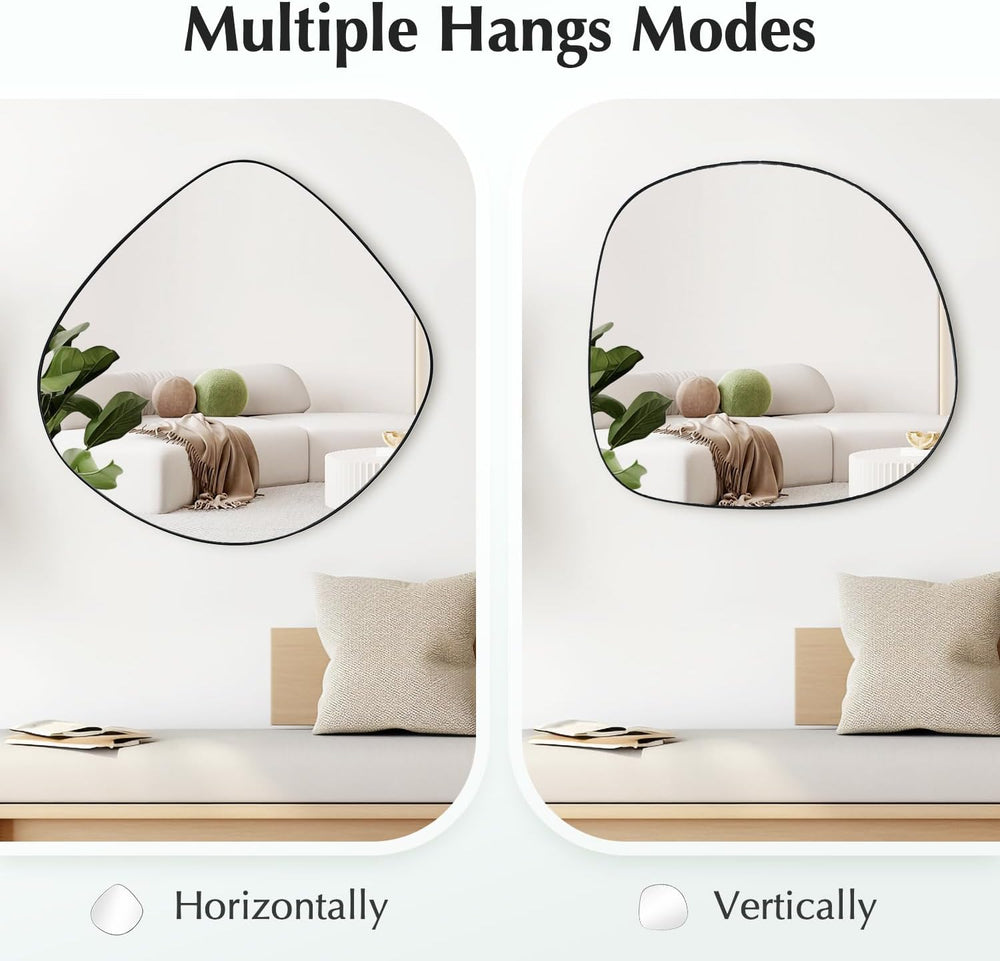 Irregular Wall Mirror Matel Matte Black Framed Wall Mirror for Living Room Be...