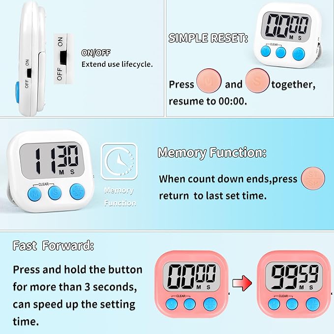 Timer for Kids Teachers Supplies Digital Kitchen Timers for Cooking Large - Image 4