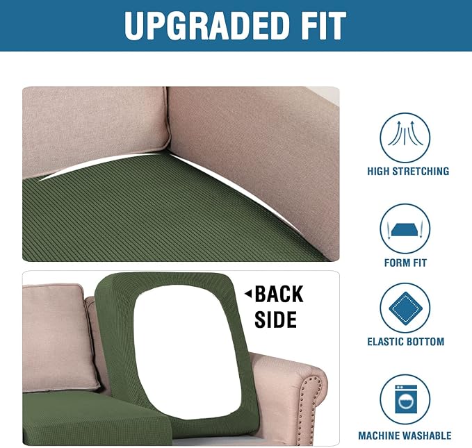 H.VERSAILTEX Super Stretch Individual Seat Cushion Covers Sofa Covers Couch - Image 6