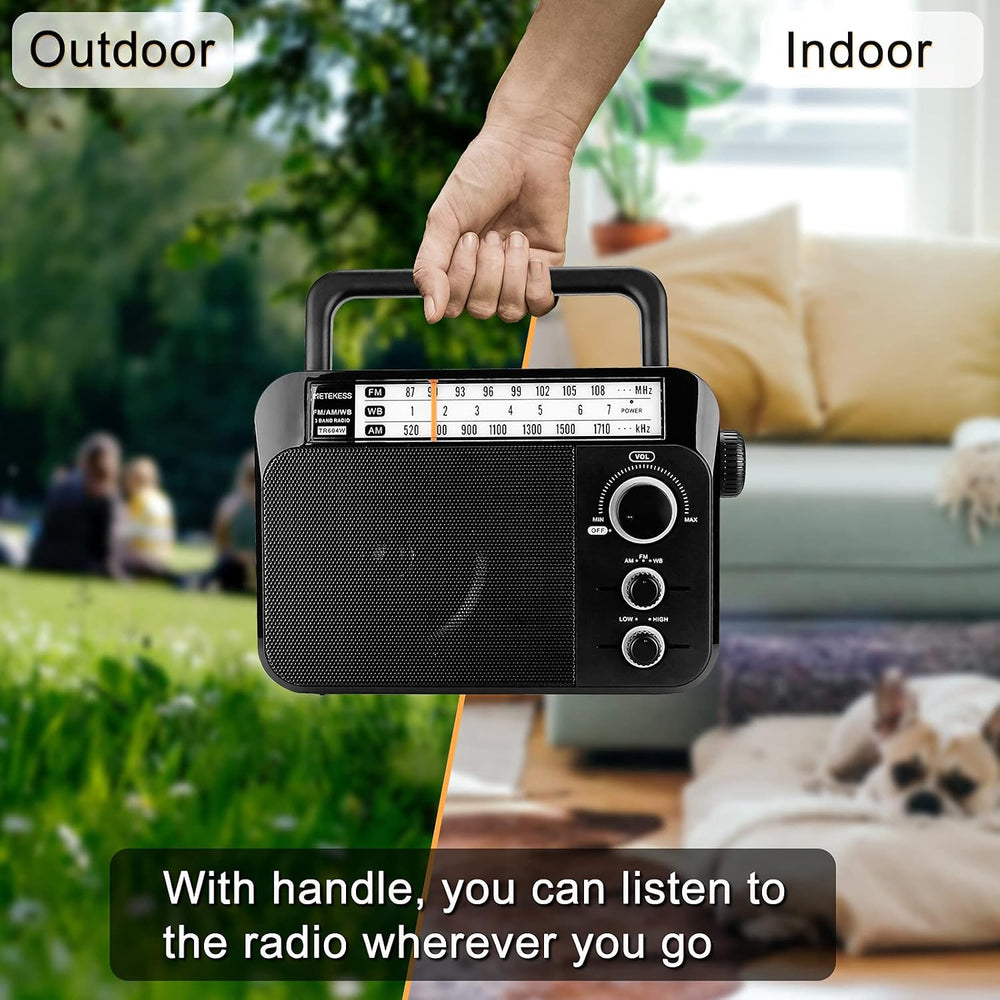 Retekess TR604W AM FM NOAA Radio, Portable Emergency Weather Radios(Black)