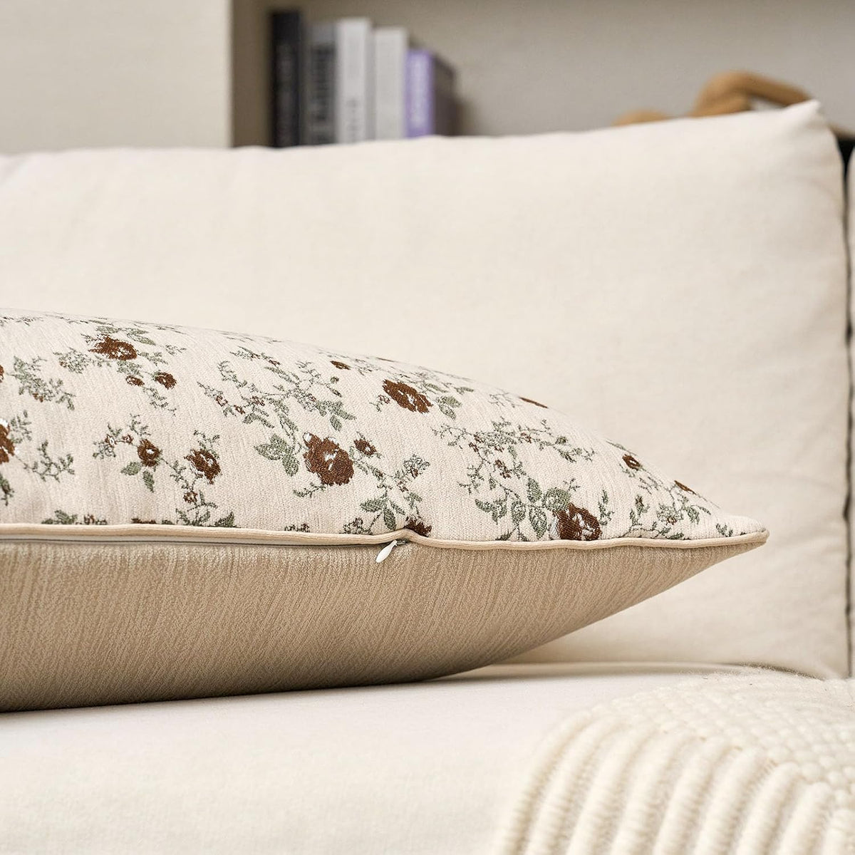fall flower lumbar throw pillow cover 14x36 inch, main product view