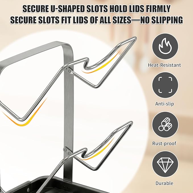 304 Stainless Steel Pot Lid Holder While Cooking, Pot Lid Organizer Rack - Image 3