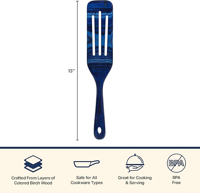 Baltique Malta 13 Inch Wooden Slotted Spurtle Spatula – Colorful Layered Birch - Image 7