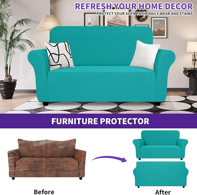 ZNSAYOTX Super Stretch Loveseat Covers, New Striped Love Seat Slipcover - Image 2