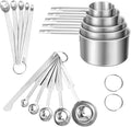 Measuring Cups and Spoons Set of 16, 5 Nesting Metal Measuring Cups and 5 by Guiqulai