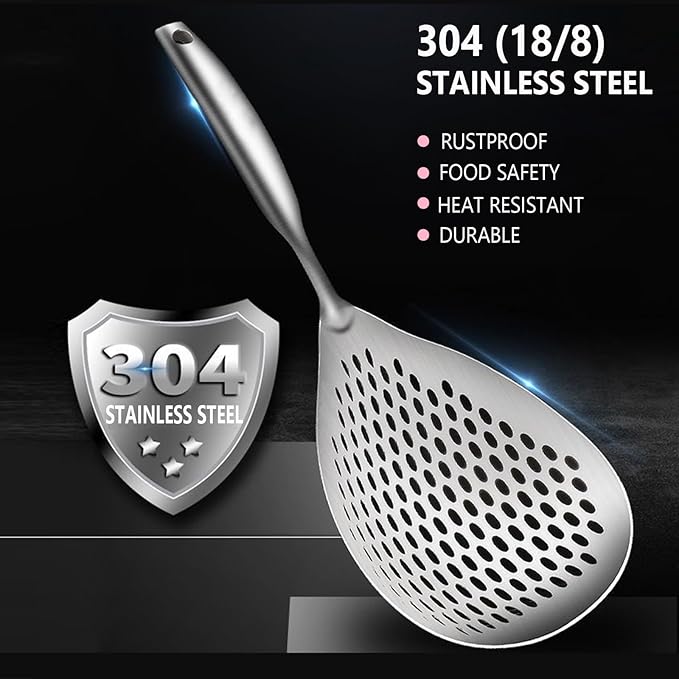 KAYCROWN Skimmer Slotted Spoon, 304 Stainless Steel Skimmer Ladle Spoon Spider - Image 8