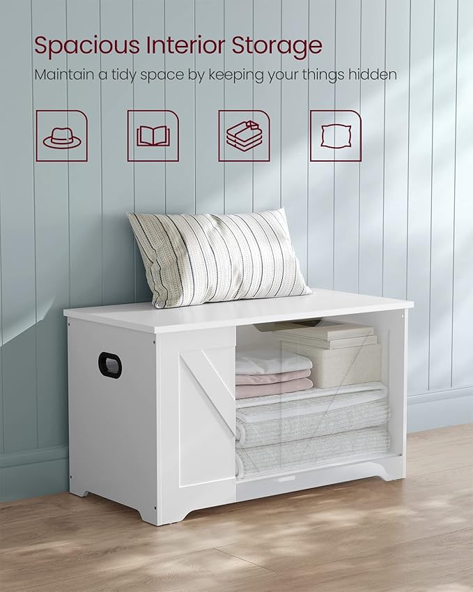 VASAGLE Storage Chest, Storage Trunk with 2 Safety Hinges, Storage Bench, Sho...