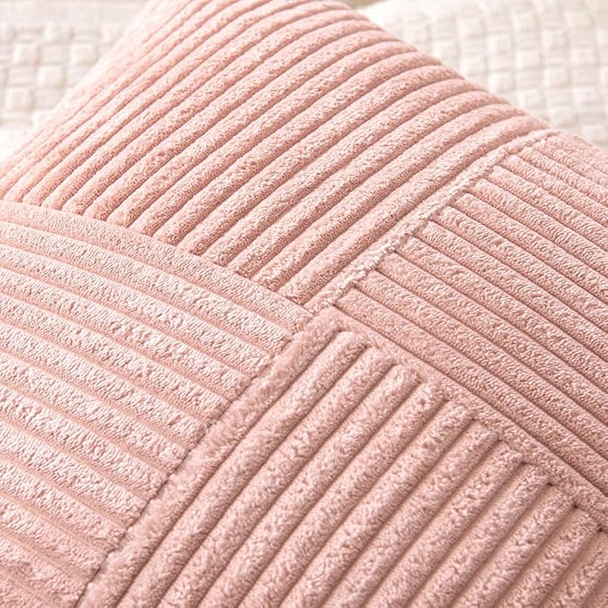 MIULEE Pink Decorative Lumbar Throw Pillow Covers 12x20 Inch - Image 2