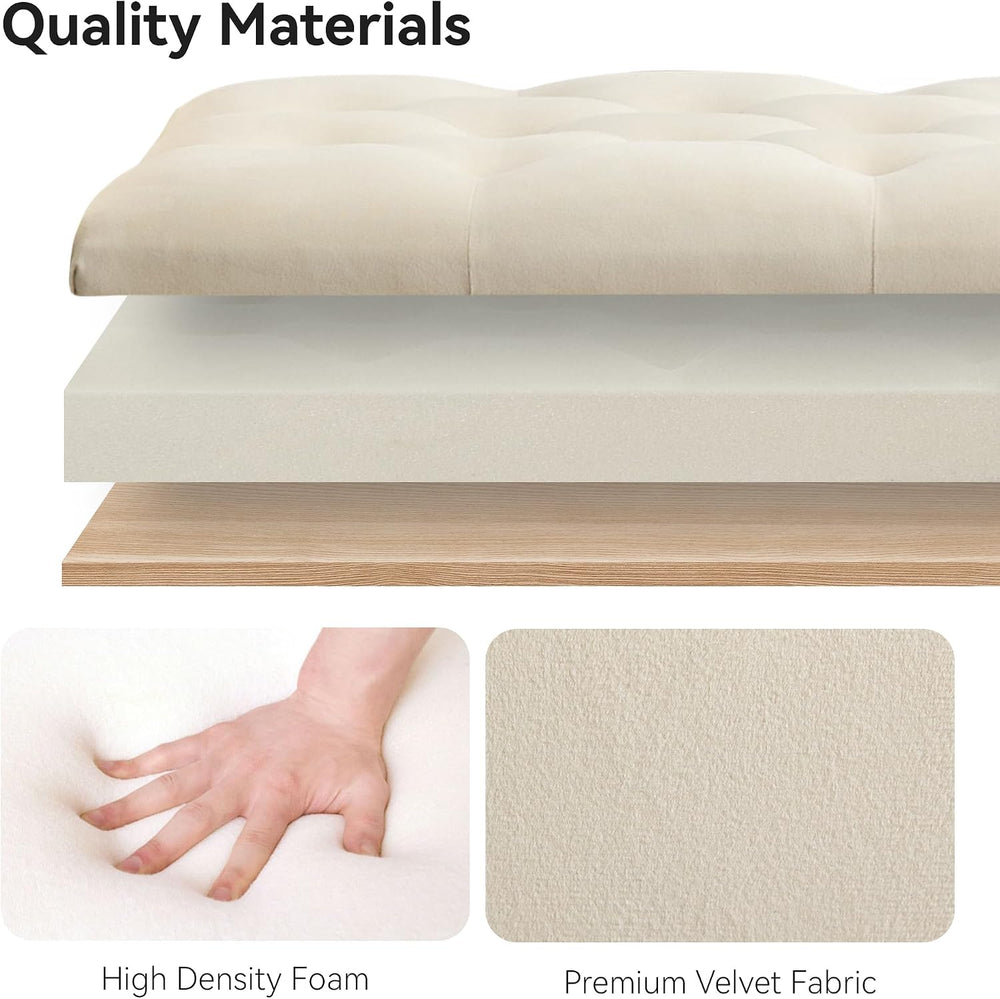 WUTUTUEE 47" Velvet Storage Bench, Upholstered Bed Bench with Storage, E...