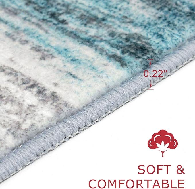 KOZYFLY Abstract Round Washable Rug 3Ft, Modern Kitchen Non-Slip Soft Small - Image 2