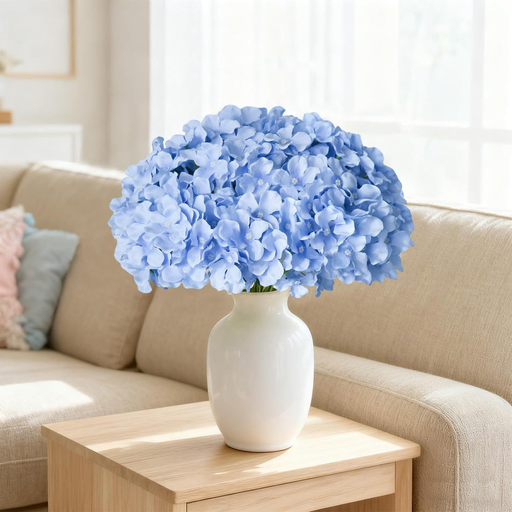 65Pcs Blue Hydrangea Artificial Flowers Bulk for Home Decor