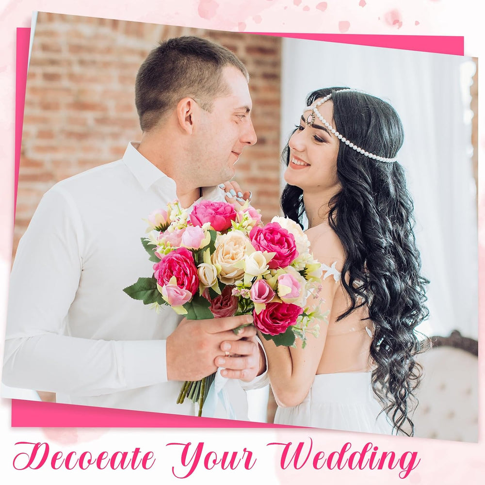 Geosar 8 Bundles Artificial Peonies Flowers,Bright Color