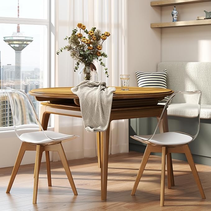 Clear Dining Chairs Set of 2, Modern Acrylic Dining Chair Transparent Chairs ...