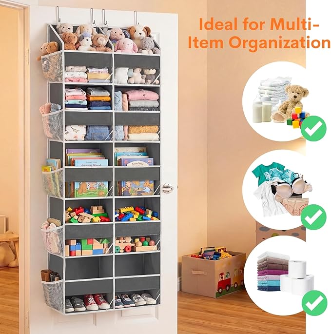 2 Pack Over the Door Organizer 5 Tiers, Extra Large Behind Door Storage of 10 - Image 5