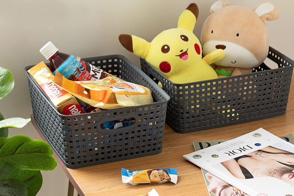 Eslite Plastic Storage Baskets for Organizing,11"X8.5"X4.7",Pa...