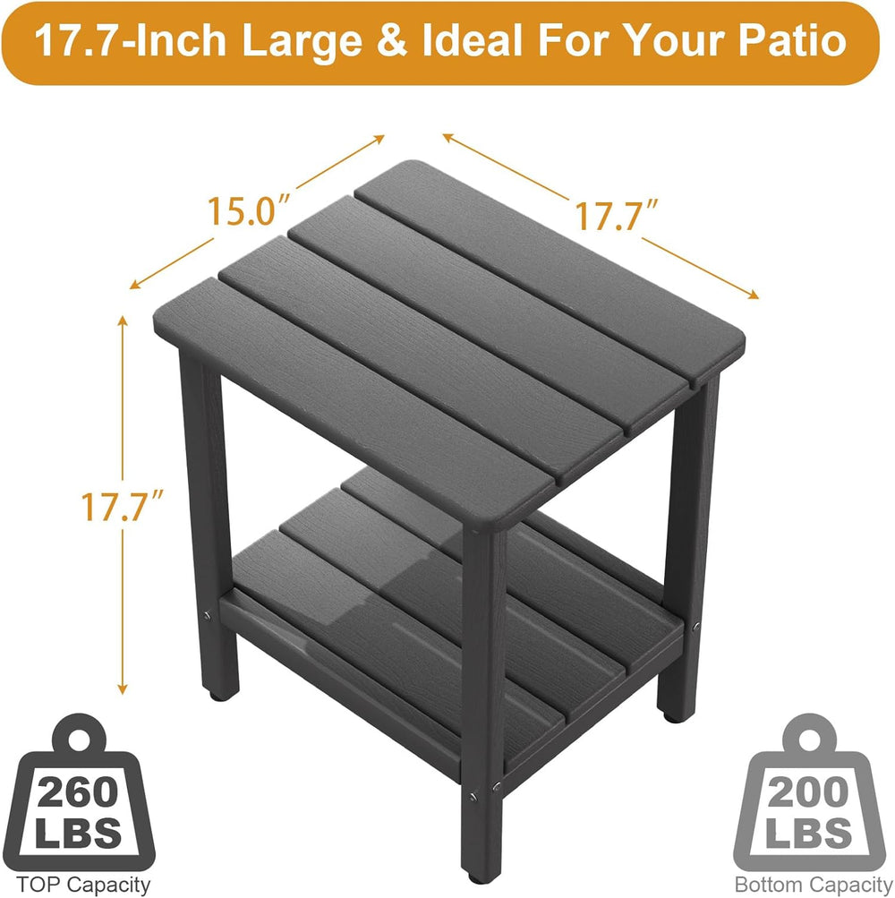 Outdoor Side Table, 17.7-Inch Small Adirondack Patio Side Table